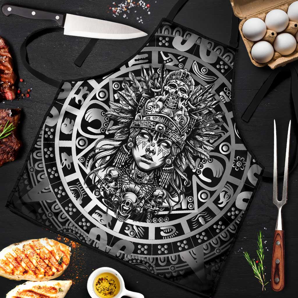 Mexico Aztec Warrior Goddess Apron Aztec Skull Tribal Calender Silver Spirit - Wonder Print Shop