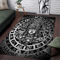 Mexico Aztec Warrior Goddess Area Rug Aztec Skull Tribal Calender Silver Spirit - Wonder Print Shop