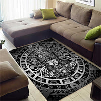 Mexico Aztec Warrior Goddess Area Rug Aztec Skull Tribal Calender Silver Spirit - Wonder Print Shop