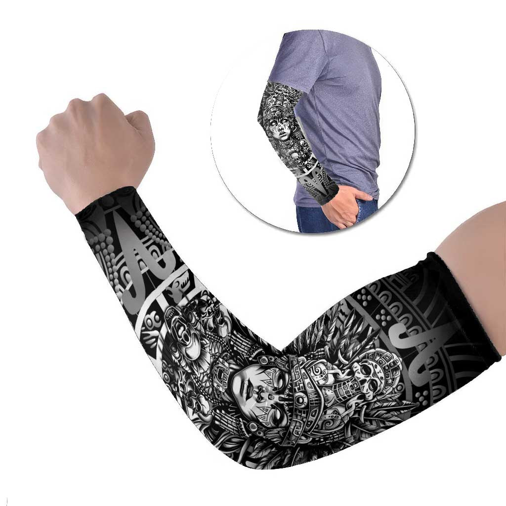 Mexico Aztec Warrior Goddess Arm Sleeves Aztec Skull Tribal Calender Silver Spirit - Wonder Print Shop