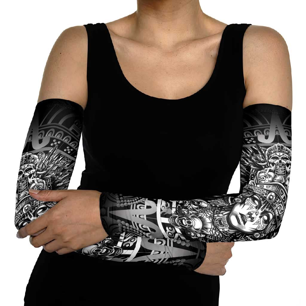 Mexico Aztec Warrior Goddess Arm Sleeves Aztec Skull Tribal Calender Silver Spirit - Wonder Print Shop