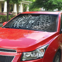 Mexico Aztec Warrior Goddess Auto Sun Shade Aztec Skull Tribal Calender Silver Spirit - Wonder Print Shop