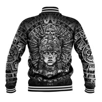 Mexico Aztec Warrior Goddess Baseball Jacket Aztec Skull Tribal Calender Silver Spirit - Wonder Print Shop
