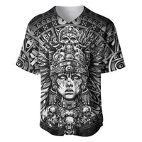 Mexico Aztec Warrior Goddess Baseball Jersey Aztec Skull Tribal Calender Silver Spirit - Wonder Print Shop