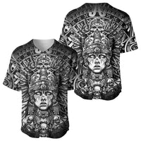 Mexico Aztec Warrior Goddess Baseball Jersey Aztec Skull Tribal Calender Silver Spirit - Wonder Print Shop