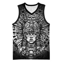 Mexico Aztec Warrior Goddess Basketball Jersey Aztec Skull Tribal Calender Silver Spirit - Wonder Print Shop