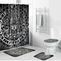 Mexico Aztec Warrior Goddess Bathroom Set Aztec Skull Tribal Calender Silver Spirit - Wonder Print Shop