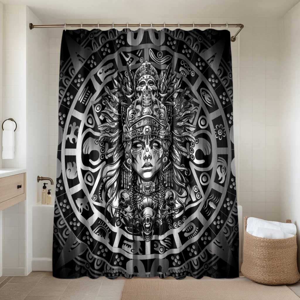 Mexico Aztec Warrior Goddess Bathroom Set Aztec Skull Tribal Calender Silver Spirit - Wonder Print Shop