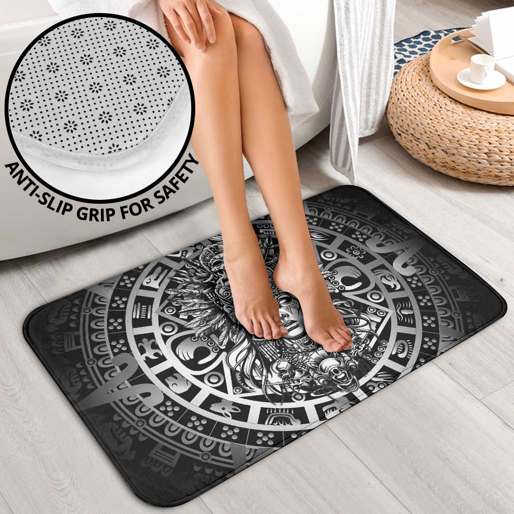 Mexico Aztec Warrior Goddess Bathroom Set Aztec Skull Tribal Calender Silver Spirit - Wonder Print Shop