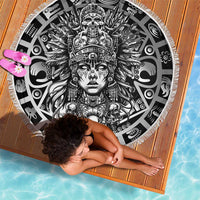 Mexico Aztec Warrior Goddess Beach Blanket Aztec Skull Tribal Calender Silver Spirit - Wonder Print Shop
