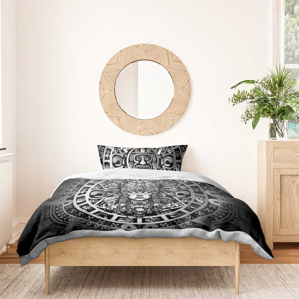 Mexico Aztec Warrior Goddess Bedding Set Aztec Skull Tribal Calender Silver Spirit - Wonder Print Shop