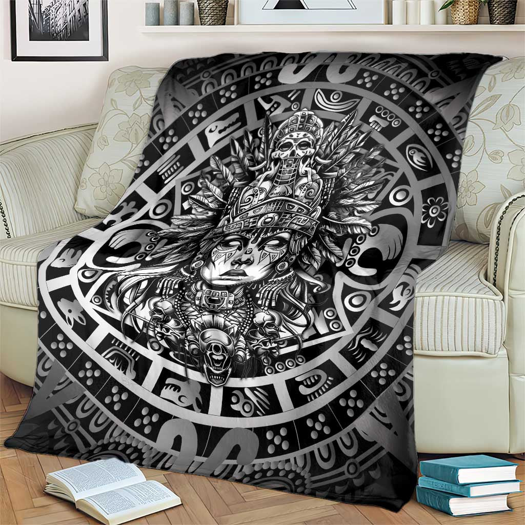 Mexico Aztec Warrior Goddess Blanket Aztec Skull Tribal Calender Silver Spirit - Wonder Print Shop