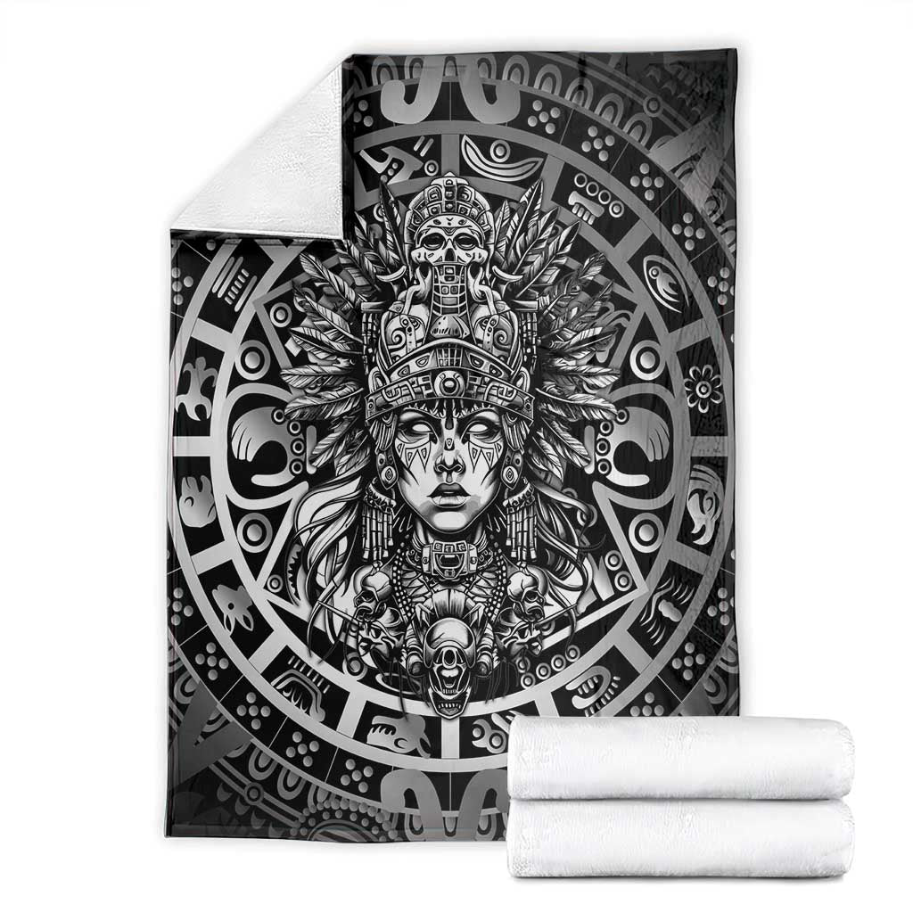 Mexico Aztec Warrior Goddess Blanket Aztec Skull Tribal Calender Silver Spirit - Wonder Print Shop