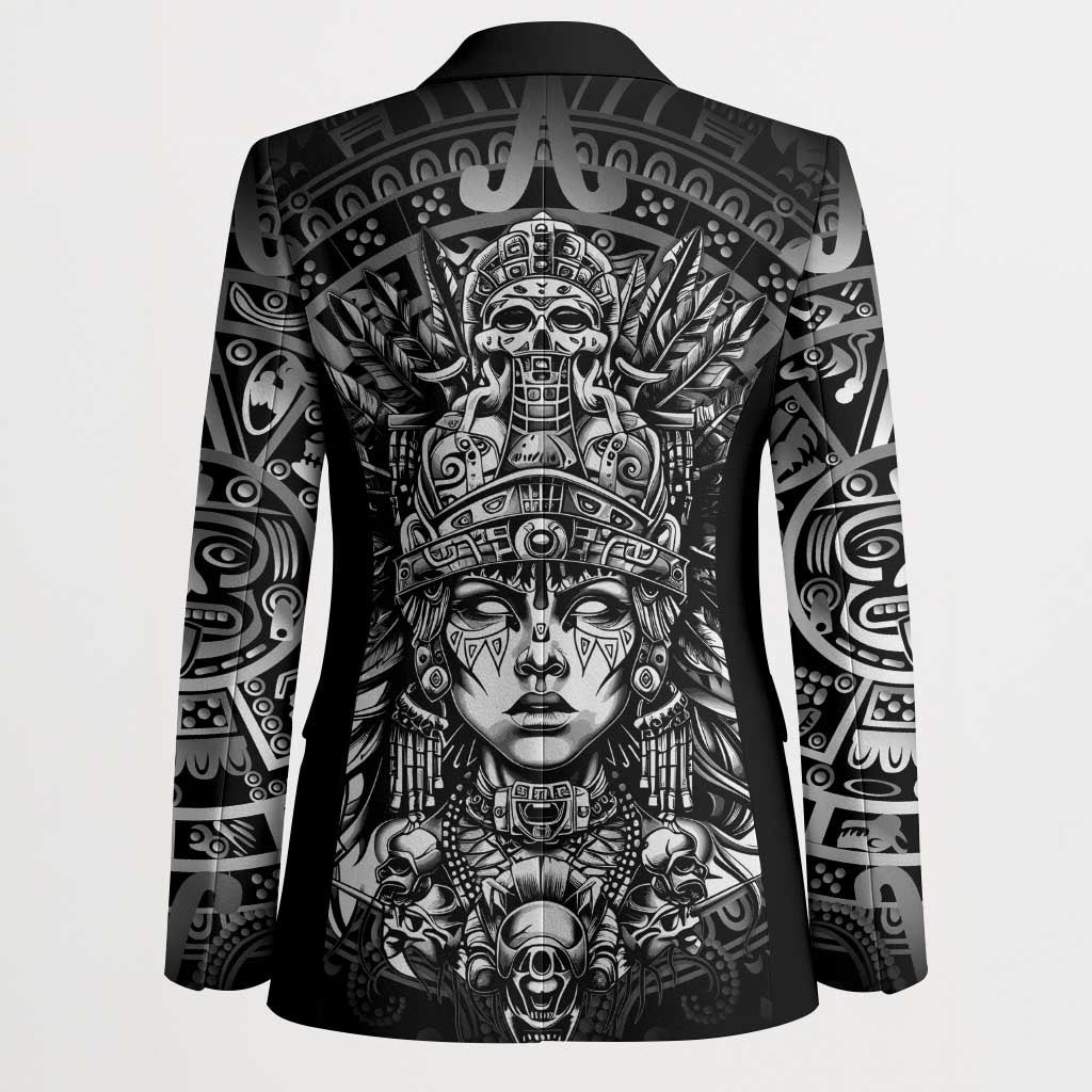 Mexico Aztec Warrior Goddess Blazer Aztec Skull Tribal Calender Silver Spirit - Wonder Print Shop