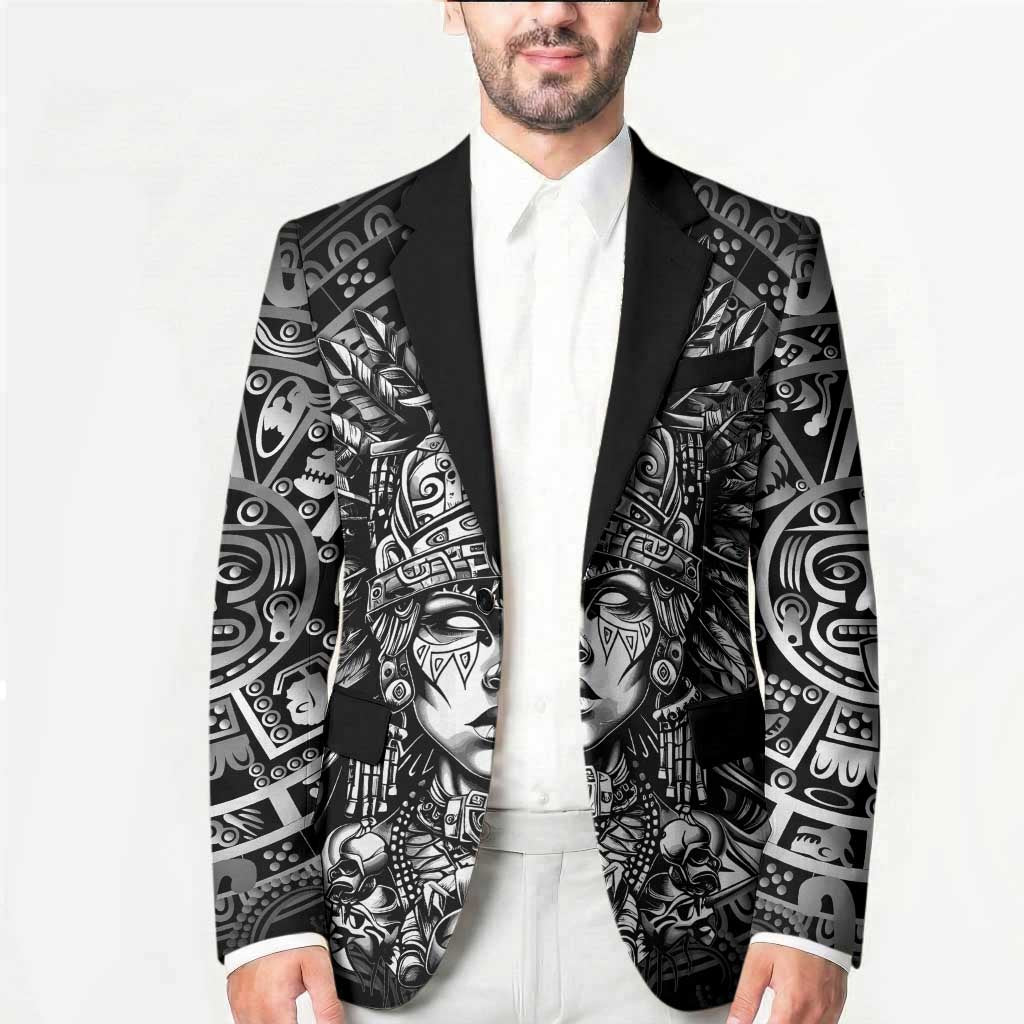 Mexico Aztec Warrior Goddess Blazer Aztec Skull Tribal Calender Silver Spirit - Wonder Print Shop