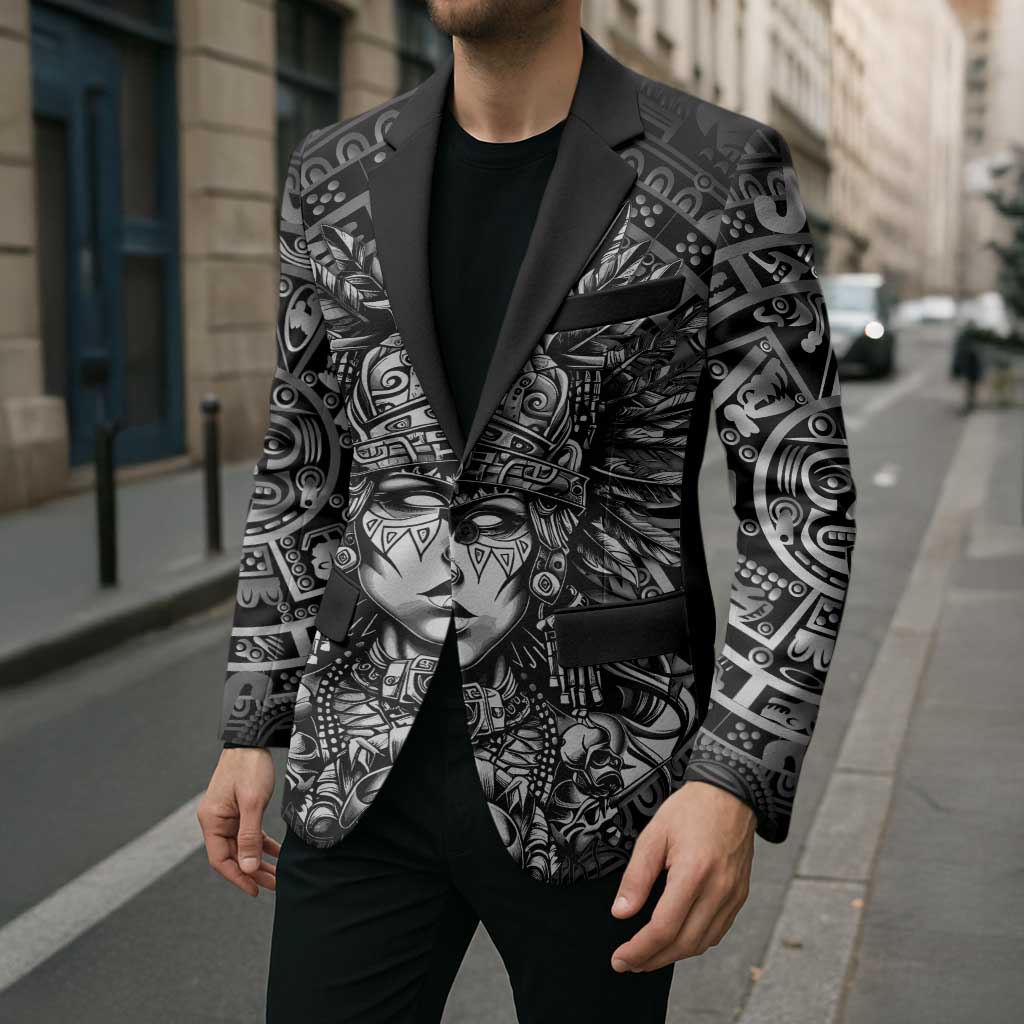 Mexico Aztec Warrior Goddess Blazer Aztec Skull Tribal Calender Silver Spirit - Wonder Print Shop