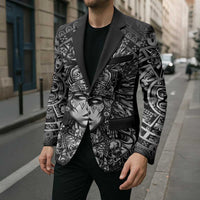 Mexico Aztec Warrior Goddess Blazer Aztec Skull Tribal Calender Silver Spirit - Wonder Print Shop