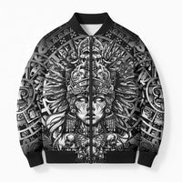 Mexico Aztec Warrior Goddess Bomber Puffer Jacket Aztec Skull Tribal Calender Silver Spirit - Wonder Print Shop