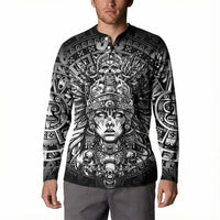 Mexico Aztec Warrior Goddess Button Sweatshirt Aztec Skull Tribal Calender Silver Spirit - Wonder Print Shop