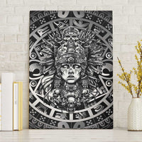 Mexico Aztec Warrior Goddess Canvas Wall Art Aztec Skull Tribal Calender Silver Spirit - Wonder Print Shop
