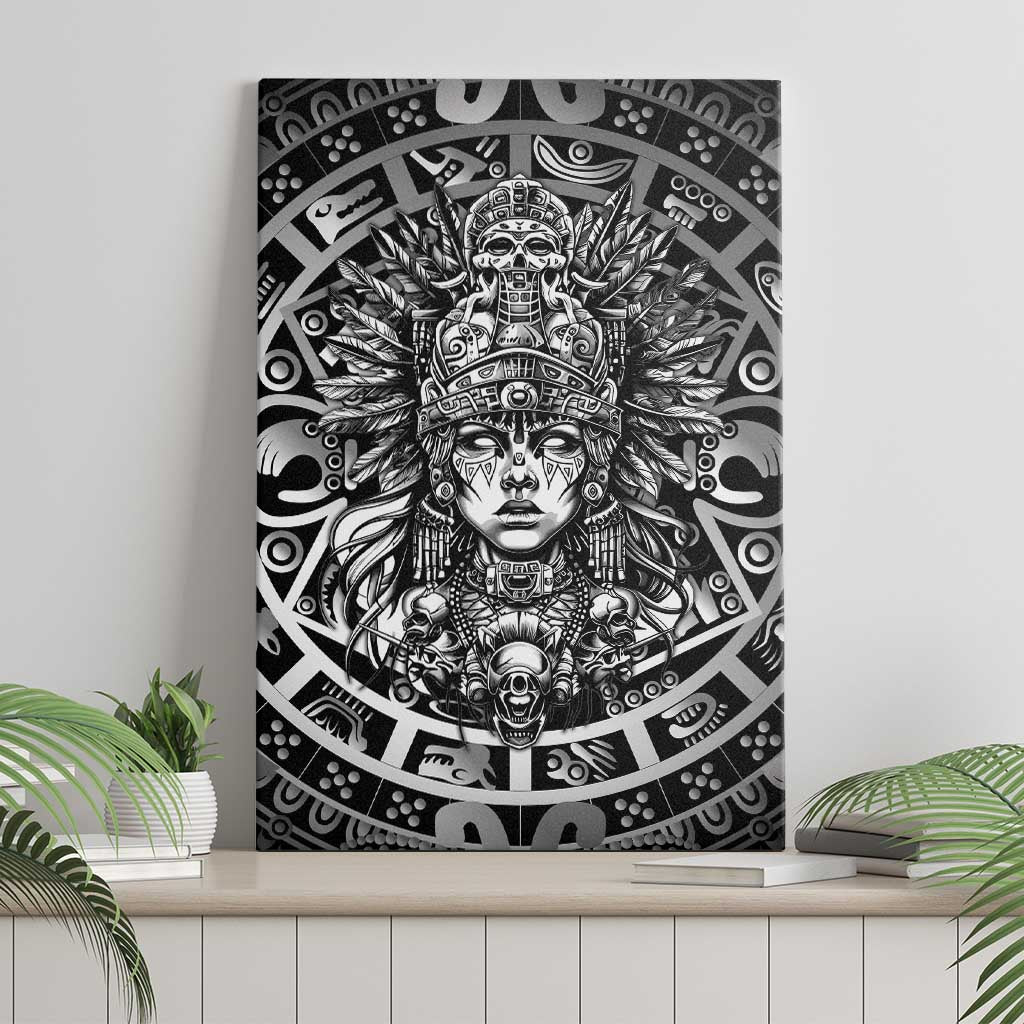Mexico Aztec Warrior Goddess Canvas Wall Art Aztec Skull Tribal Calender Silver Spirit - Wonder Print Shop
