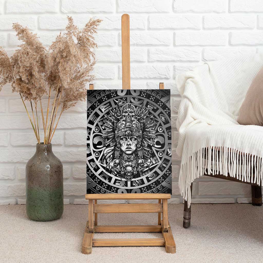 Mexico Aztec Warrior Goddess Canvas Wall Art Aztec Skull Tribal Calender Silver Spirit - Wonder Print Shop