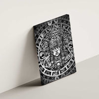 Mexico Aztec Warrior Goddess Canvas Wall Art Aztec Skull Tribal Calender Silver Spirit - Wonder Print Shop