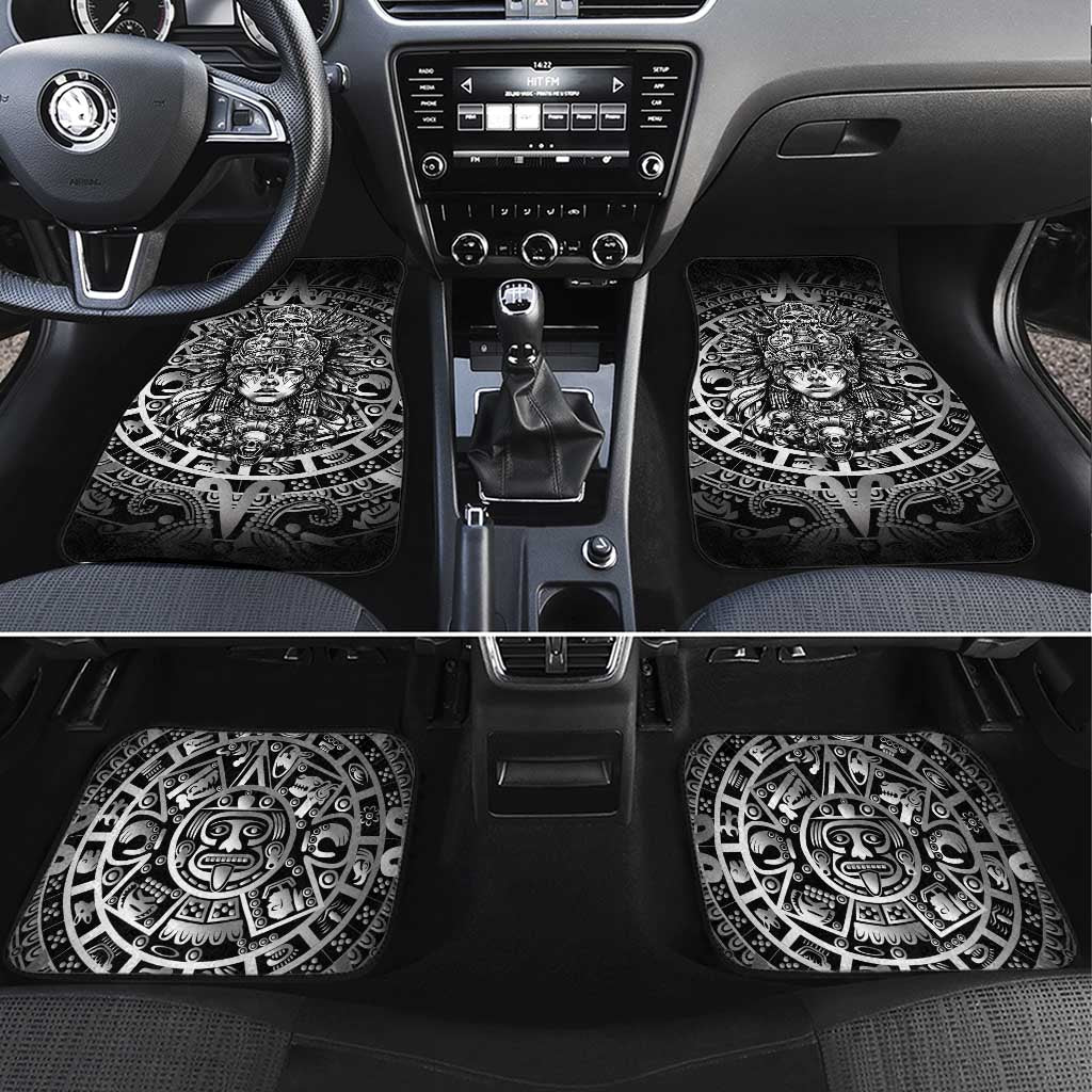 Mexico Aztec Warrior Goddess Car Mats Aztec Skull Tribal Calender Silver Spirit - Wonder Print Shop
