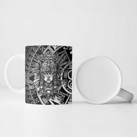 Mexico Aztec Warrior Goddess Ceramic Mug Aztec Skull Tribal Calender Silver Spirit - Wonder Print Shop
