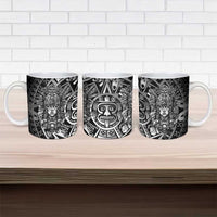 Mexico Aztec Warrior Goddess Ceramic Mug Aztec Skull Tribal Calender Silver Spirit - Wonder Print Shop