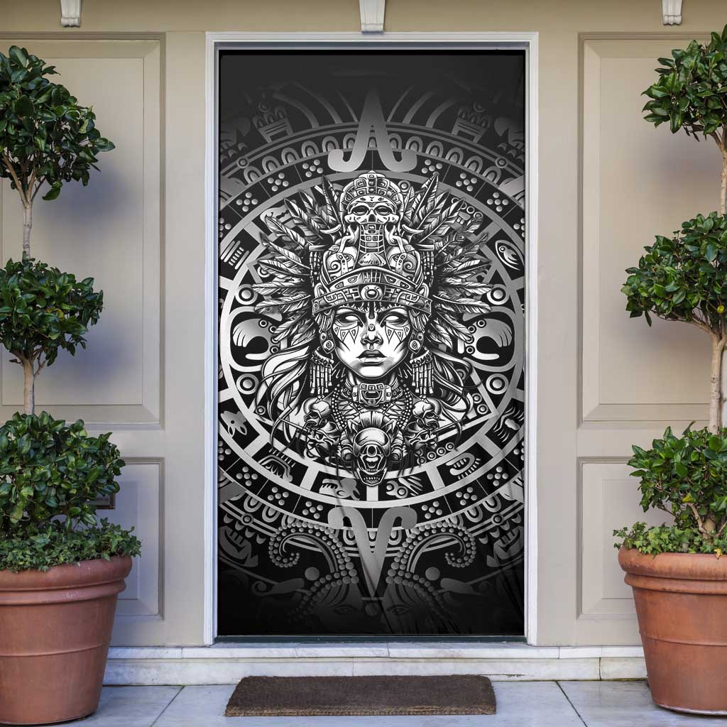 Mexico Aztec Warrior Goddess Door Cover Aztec Skull Tribal Calender Silver Spirit - Wonder Print Shop