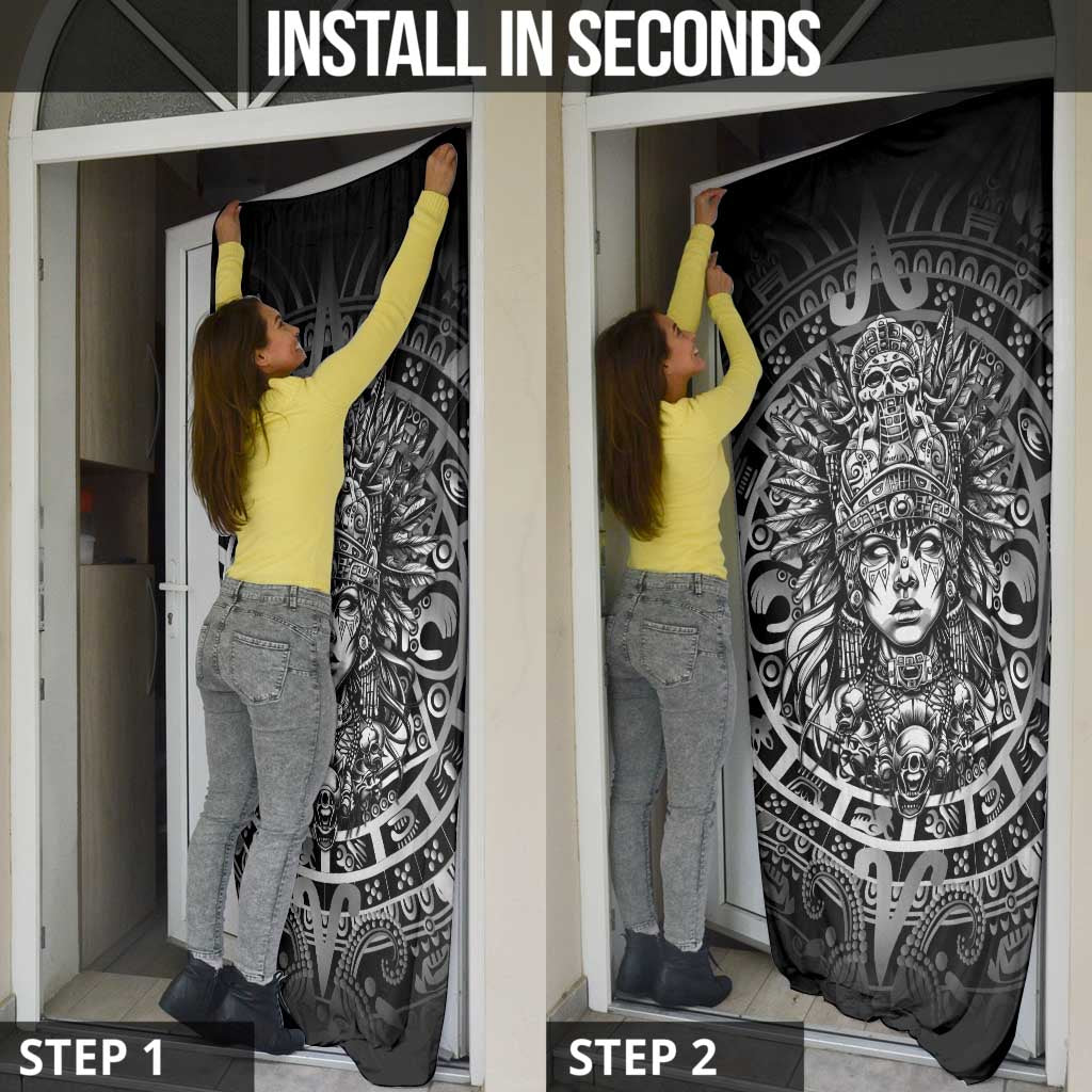 Mexico Aztec Warrior Goddess Door Cover Aztec Skull Tribal Calender Silver Spirit - Wonder Print Shop