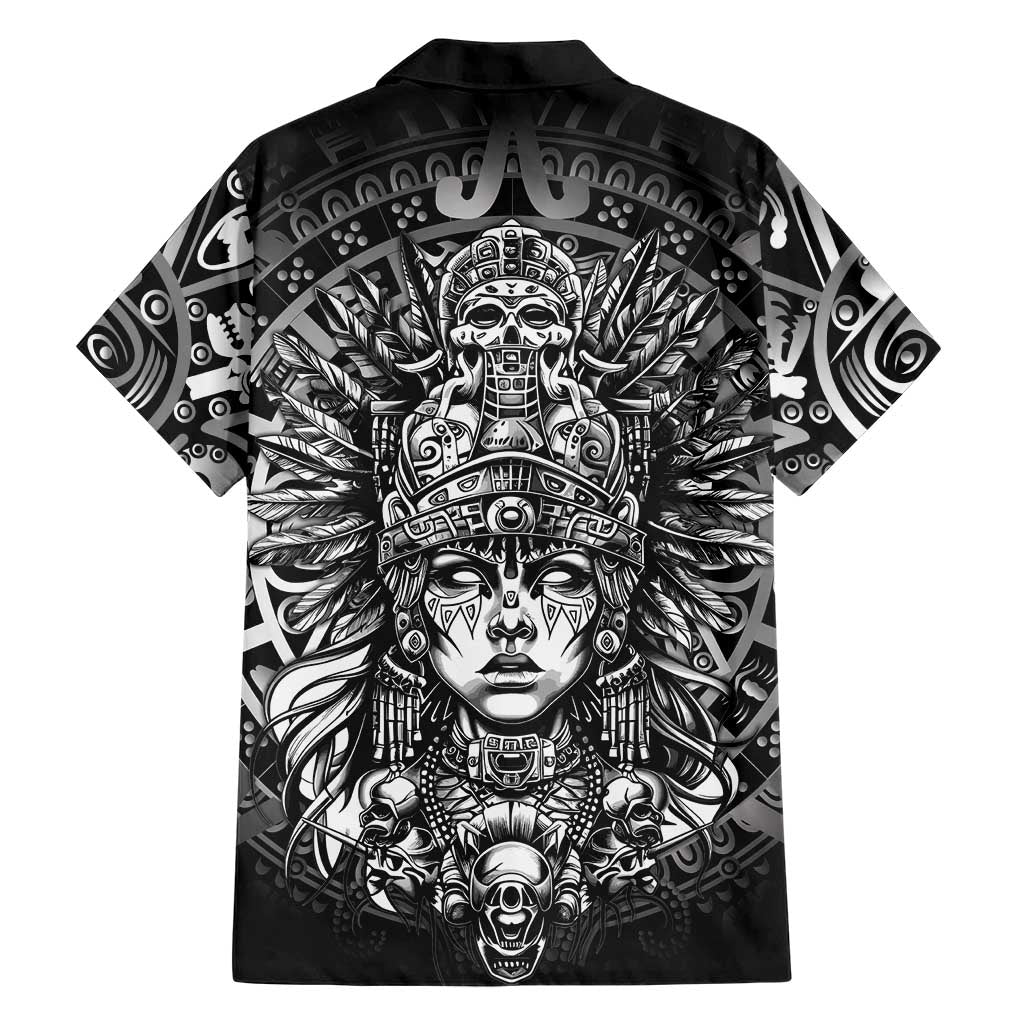 Mexico Aztec Warrior Goddess Family Matching Summer Maxi Dress and Hawaiian Shirt Aztec Skull Tribal Calender Silver Spirit