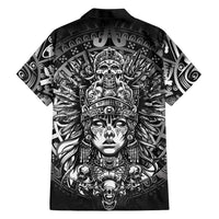 Mexico Aztec Warrior Goddess Family Matching Summer Maxi Dress and Hawaiian Shirt Aztec Skull Tribal Calender Silver Spirit
