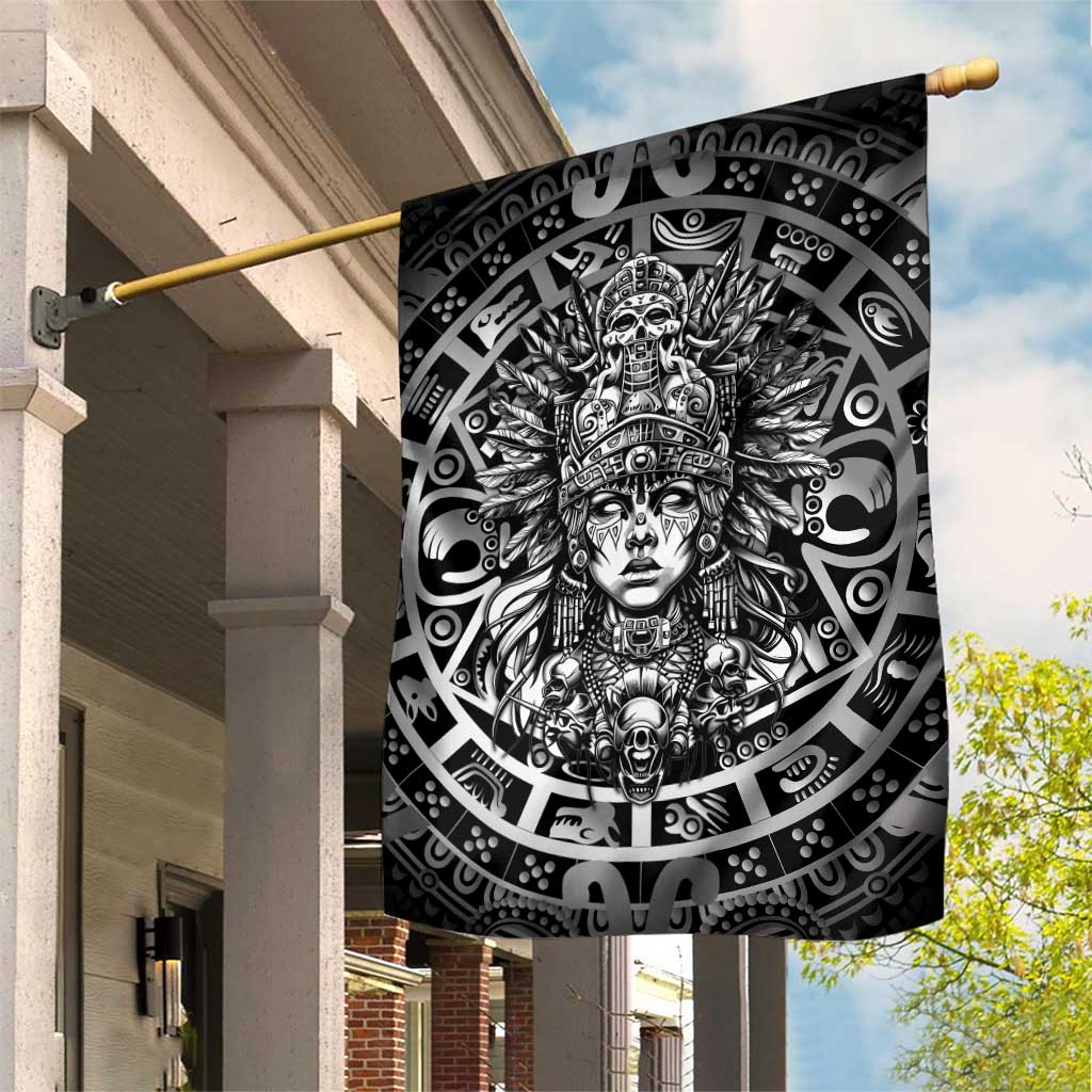 Mexico Aztec Warrior Goddess Garden Flag Aztec Skull Tribal Calender Silver Spirit - Wonder Print Shop