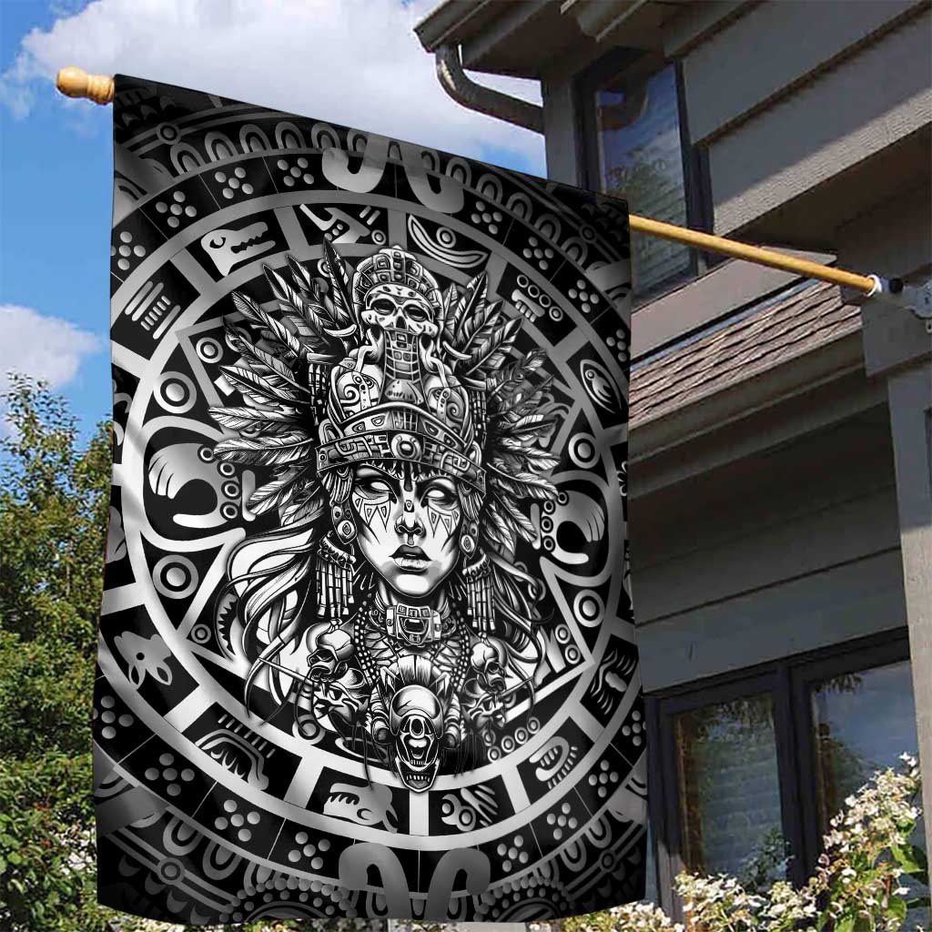 Mexico Aztec Warrior Goddess Garden Flag Aztec Skull Tribal Calender Silver Spirit - Wonder Print Shop