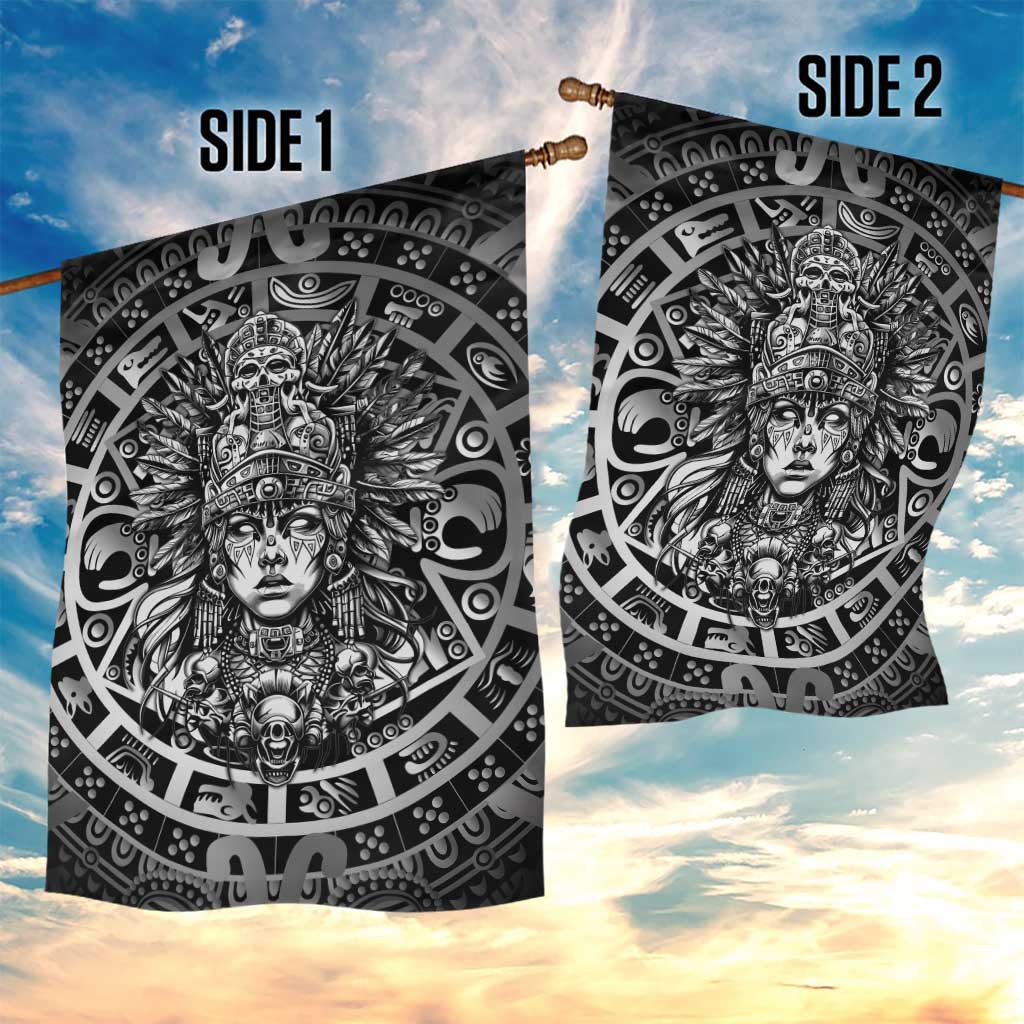 Mexico Aztec Warrior Goddess Garden Flag Aztec Skull Tribal Calender Silver Spirit - Wonder Print Shop