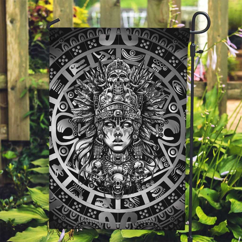 Mexico Aztec Warrior Goddess Garden Flag Aztec Skull Tribal Calender Silver Spirit - Wonder Print Shop