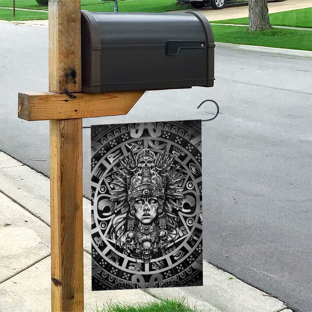 Mexico Aztec Warrior Goddess Garden Flag Aztec Skull Tribal Calender Silver Spirit - Wonder Print Shop