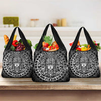 Mexico Aztec Warrior Goddess Grocery Bag Aztec Skull Tribal Calender Silver Spirit - Wonder Print Shop