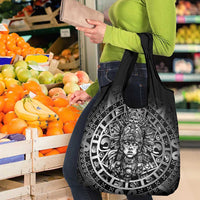 Mexico Aztec Warrior Goddess Grocery Bag Aztec Skull Tribal Calender Silver Spirit - Wonder Print Shop