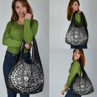 Mexico Aztec Warrior Goddess Grocery Bag Aztec Skull Tribal Calender Silver Spirit - Wonder Print Shop