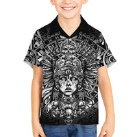 Mexico Aztec Warrior Goddess Hawaiian Shirt Aztec Skull Tribal Calender Silver Spirit - Wonder Print Shop