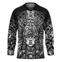 Mexico Aztec Warrior Goddess Hockey Jersey Aztec Skull Tribal Calender Silver Spirit - Wonder Print Shop