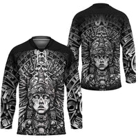 Mexico Aztec Warrior Goddess Hockey Jersey Aztec Skull Tribal Calender Silver Spirit - Wonder Print Shop