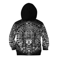 Mexico Aztec Warrior Goddess Kid Hoodie Aztec Skull Tribal Calender Silver Spirit - Wonder Print Shop
