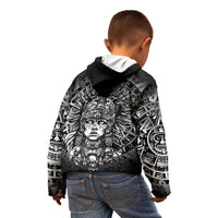 Mexico Aztec Warrior Goddess Kid Hoodie Aztec Skull Tribal Calender Silver Spirit - Wonder Print Shop