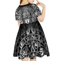 Mexico Aztec Warrior Goddess Kid Short Sleeve Dress Aztec Skull Tribal Calender Silver Spirit - Wonder Print Shop