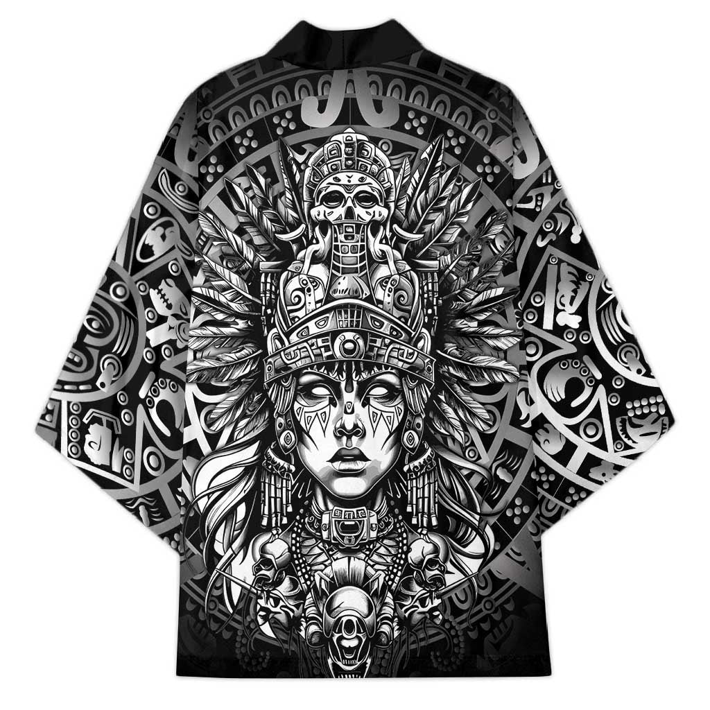 Mexico Aztec Warrior Goddess Kimono Aztec Skull Tribal Calender Silver Spirit - Wonder Print Shop
