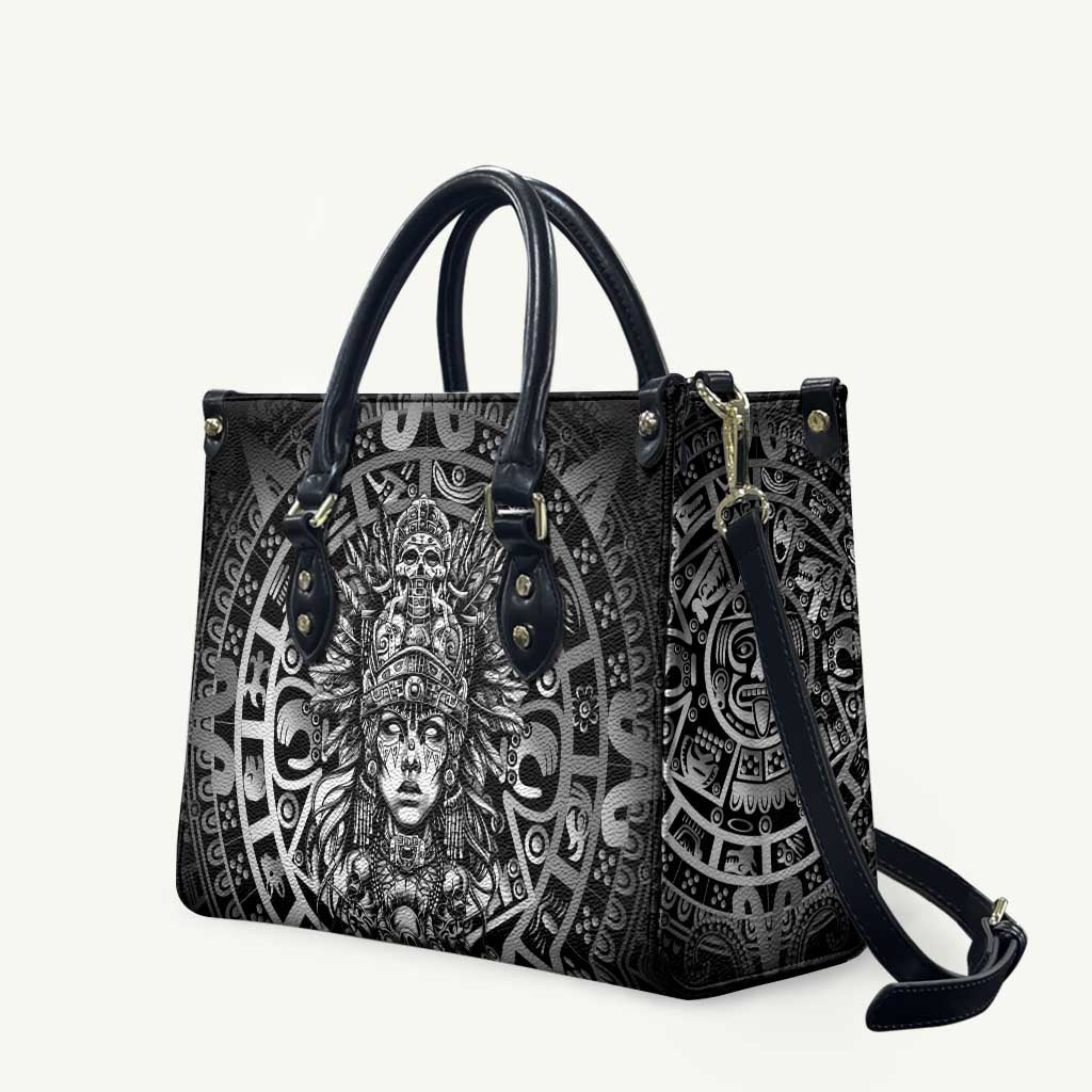 Mexico Aztec Warrior Goddess Leather Bag Aztec Skull Tribal Calender Silver Spirit - Wonder Print Shop